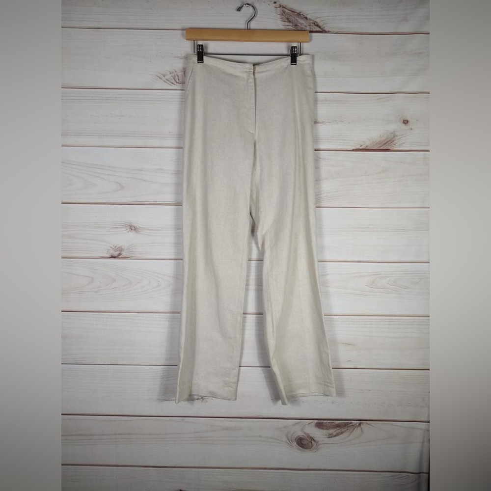 Kasper Size 6 Pants Women’s Tan Elastic Back Button Front Straight Leg.